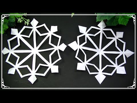 ゆっくり書きます・折り紙で雪の結晶の切り方・鉛筆とハサミを使います