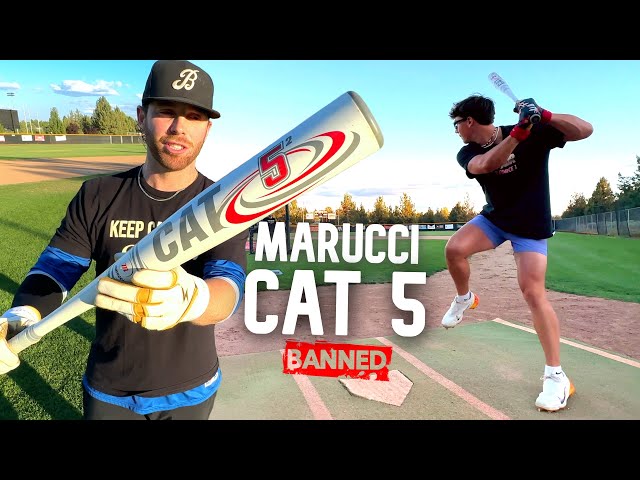Hitting with the BANNED Marucci CAT 5 | BBCOR Baseball Bat Review