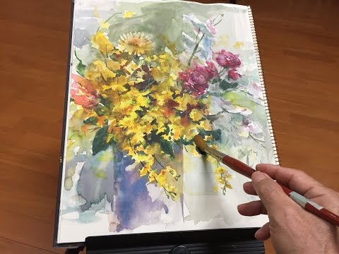 5MIN Watercolor demo / Vase of Flowers - YouTube
