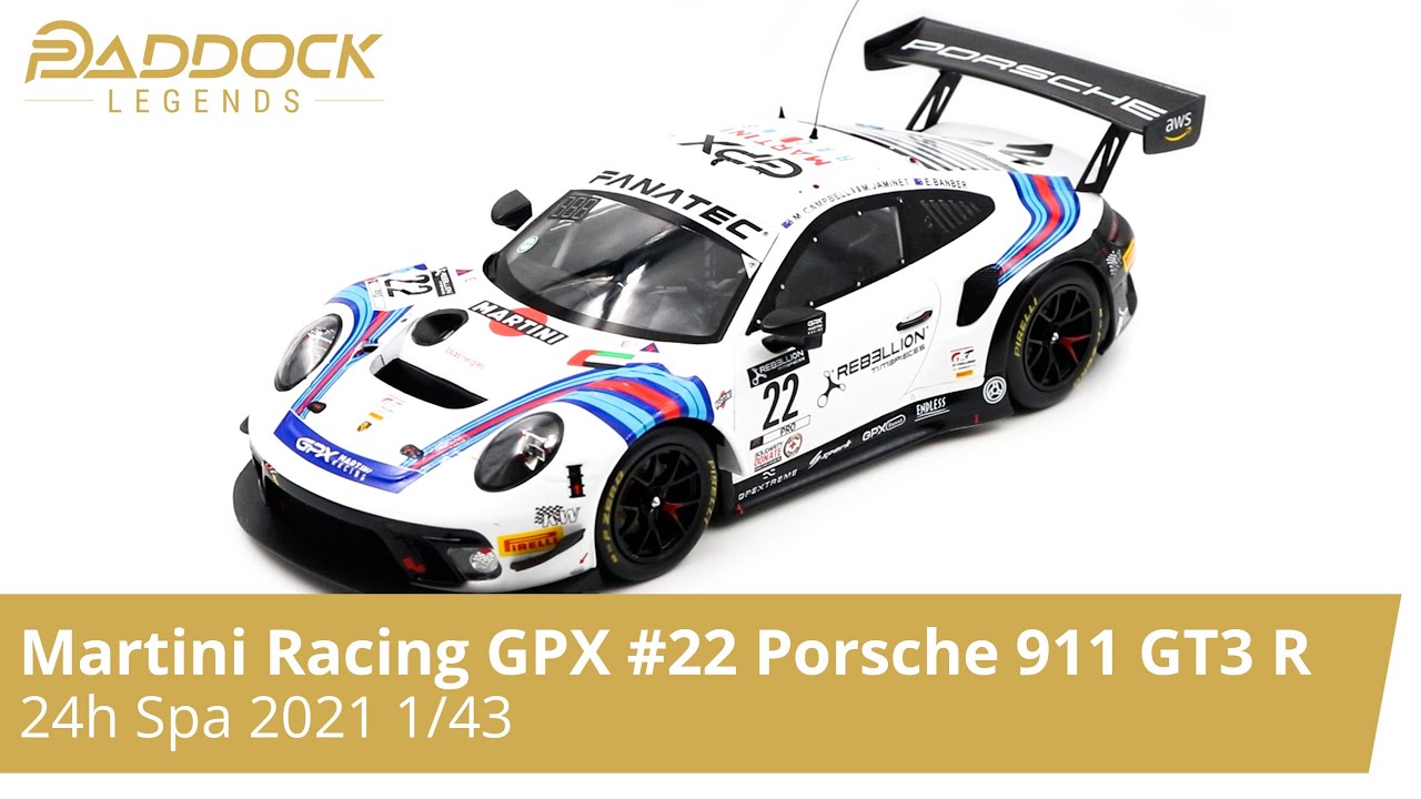 Porsche 911 GT3 R #22 24h Spa 2021 Martini Racing GPX model in 1