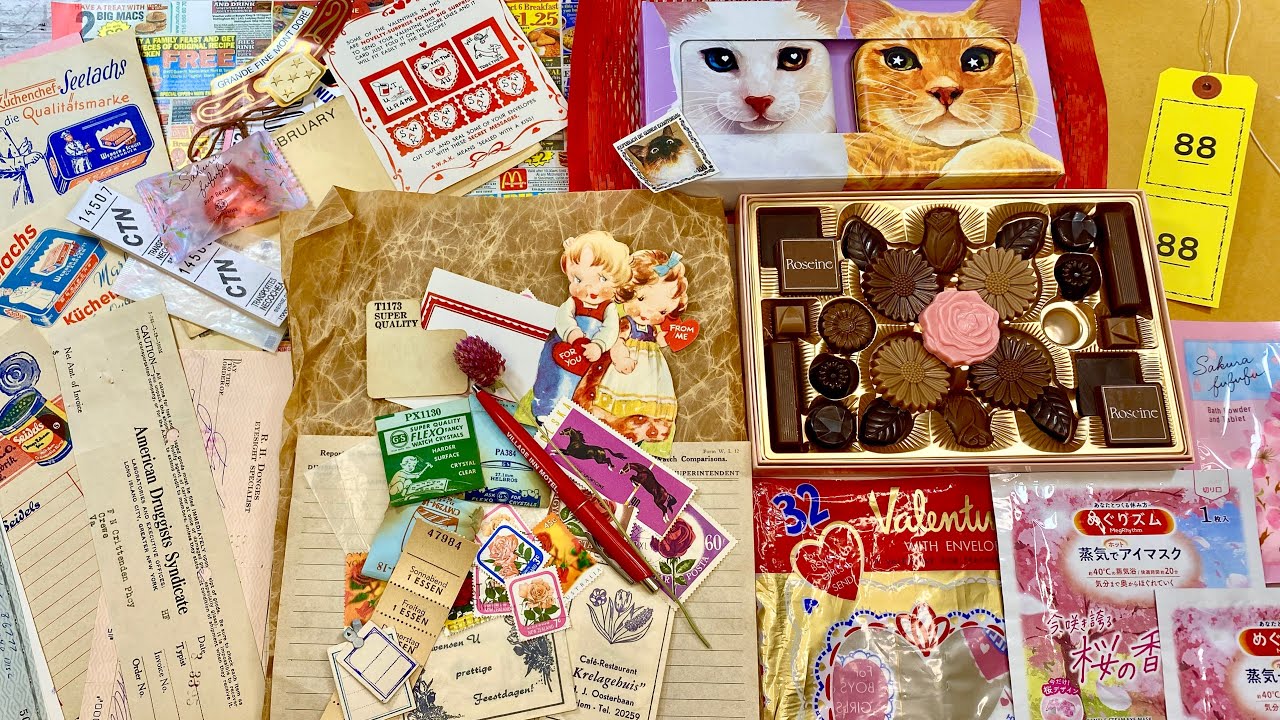 紙もの✨素敵便の開封♡海外ヴィンテージの紙たちと可愛いチョコレート