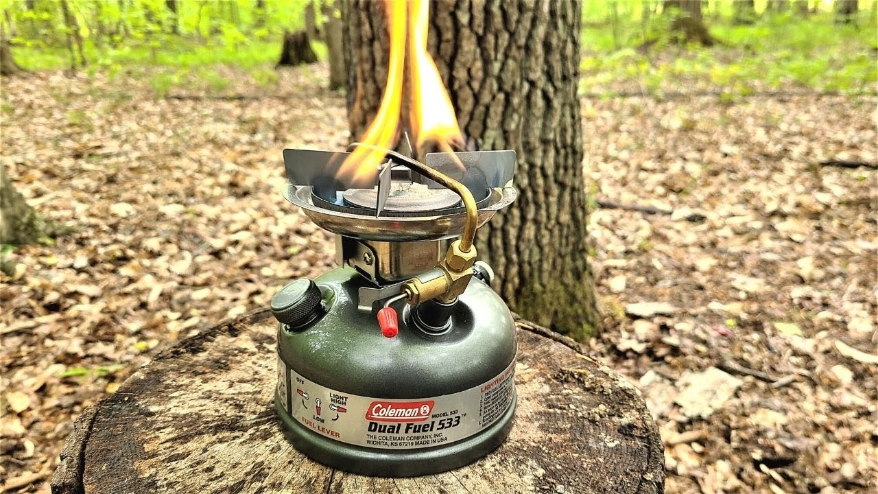 Coleman Dual Fuel Small Camping Stove Runs On Unleaded Gas - YouTube