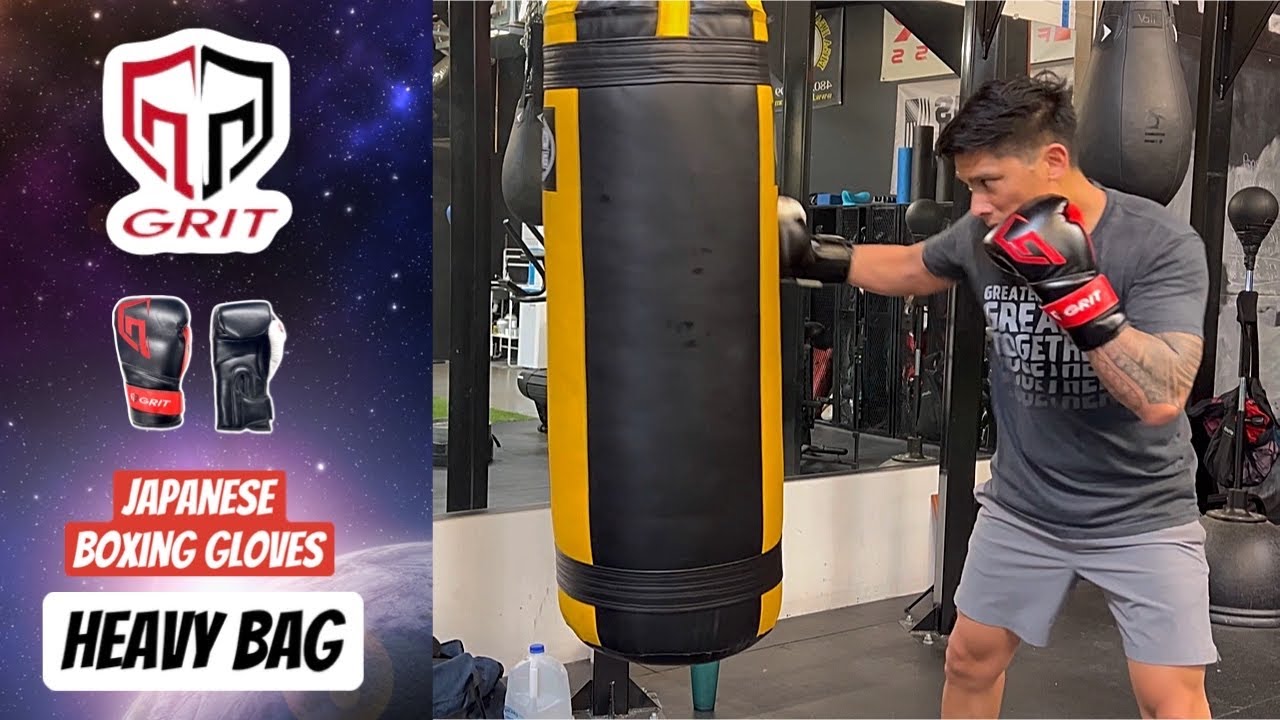 HEAVY BAG TRAINING- Grit Japanese Boxing Gloves - YouTube