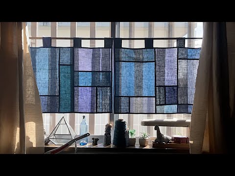 ソーイングvlog 藍古布はぎれポジャギカーテンを作る ミシン パッチ