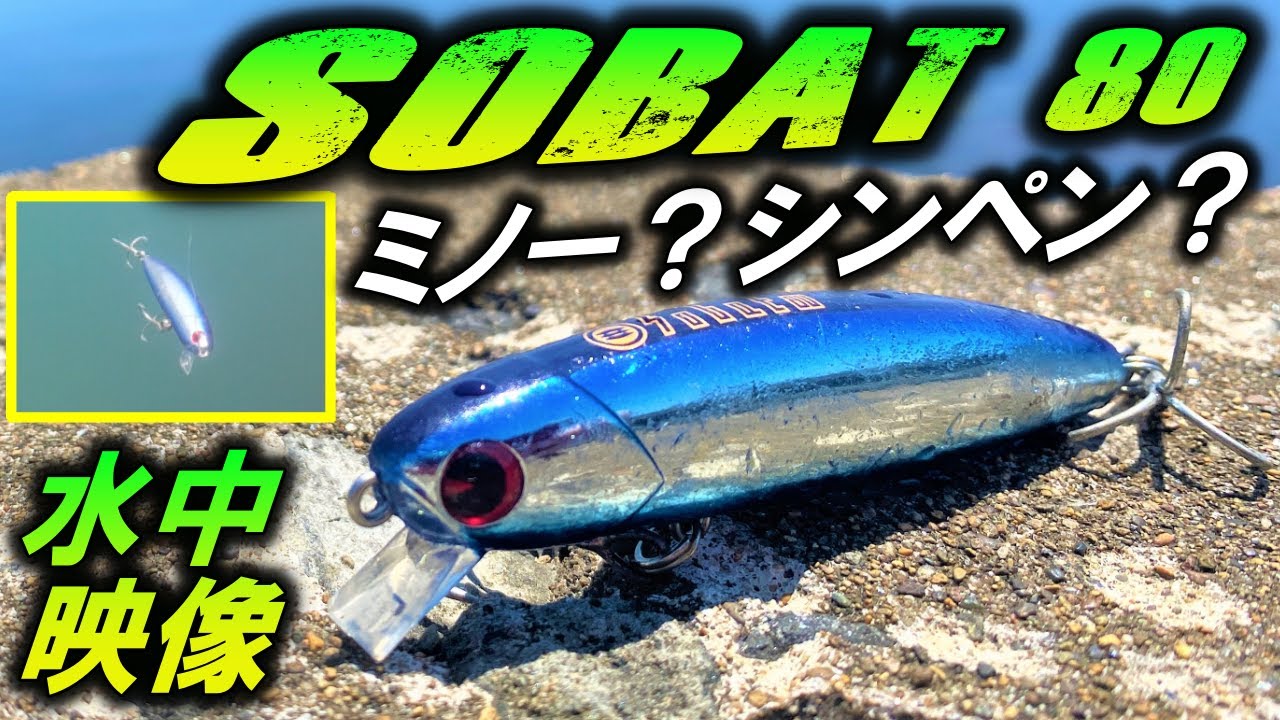 ソバット80】シーバス ルアー 水中映像。 ミノー としても シンキング