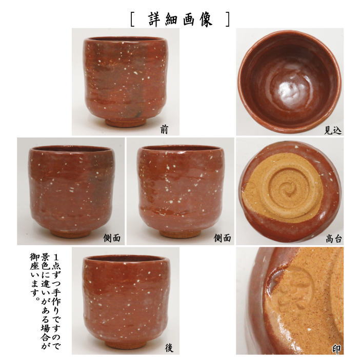 茶器/茶道具 抹茶茶碗】 赤楽茶碗 筒 雪片 佐々木松楽窯 – 今屋静香園