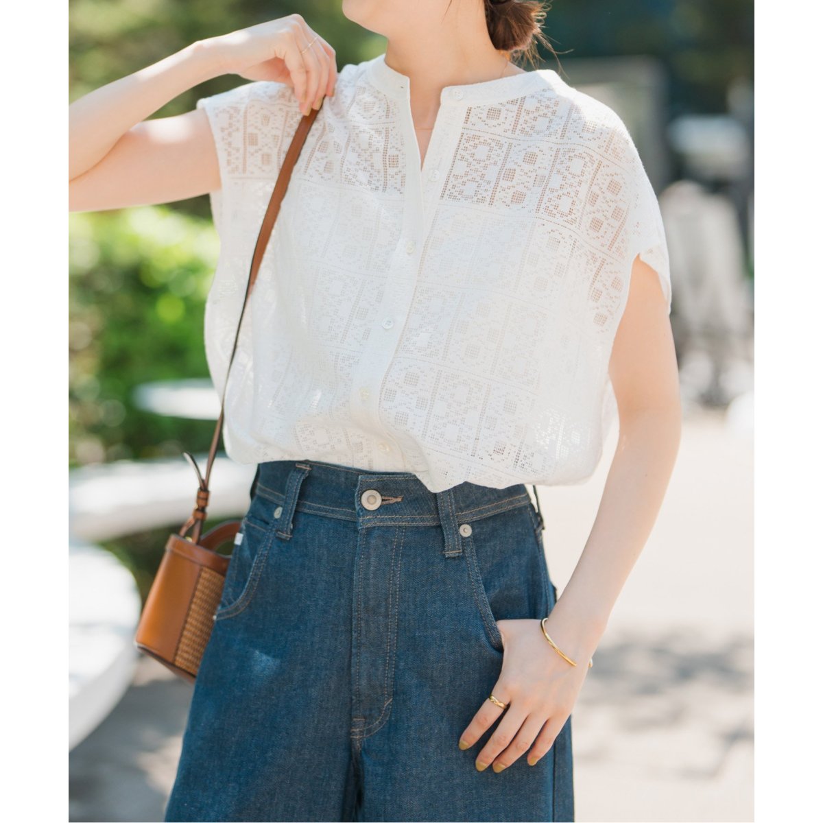 WEB限定》PEレースフレンチスリーブシャツ | スピック＆スパン(Spick