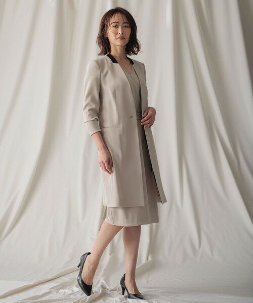 L-size】CINDY / ノーカラーロングジャケット （ノーカラージャケット