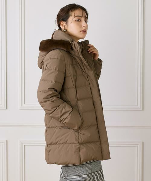 セール】 《大きいサイズ》ミドル丈 フェイクファーフードミドルダウン