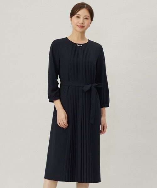 洗える】ノルディス2wayジョーゼット フロントプリーツ ワンピース