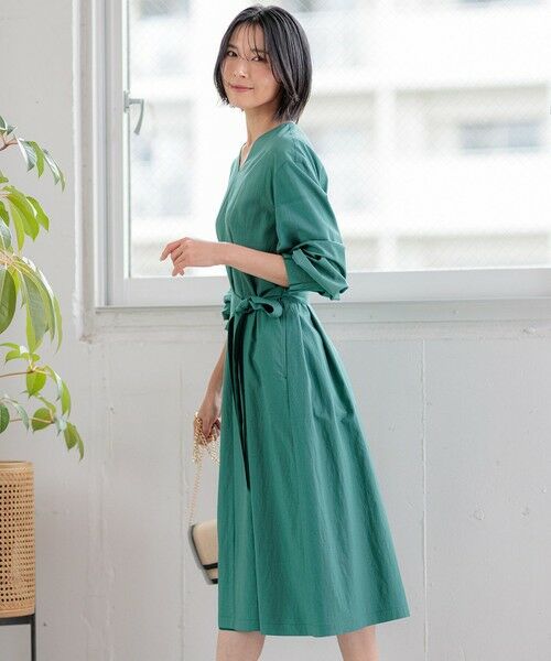 セール】 【洗える】ヴィンテージライトタフタ タック ワンピース