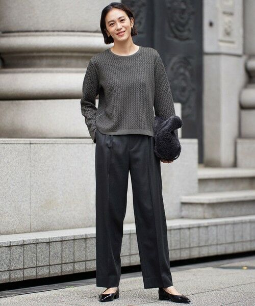 セール】 【洗える】ウォッシャブルウールサキソニーワイド パンツ