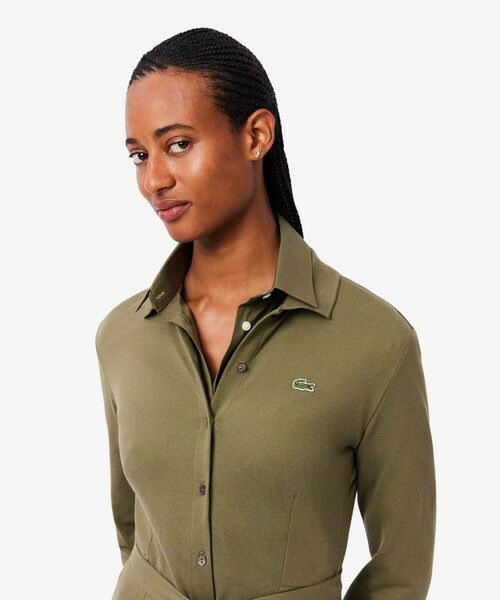 セール】 鹿の子地ポロカラーシャツドレス （ミニ丈・ひざ丈ワンピース