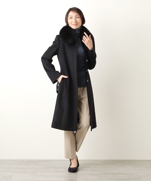 セール】 カシミヤ100％コート（ベルト付き） （ステンカラーコート