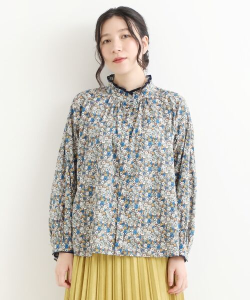 セール】 リバティプリント フリルブラウス （シャツ・ブラウス