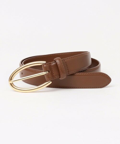 quaranciel: オーバル バックル ステッチ レザー ベルト （ベルト