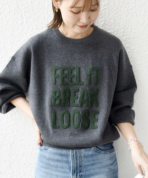 WEB限定】〈手洗い可能〉サガラ 刺繍 ロゴ ニット プルオーバー