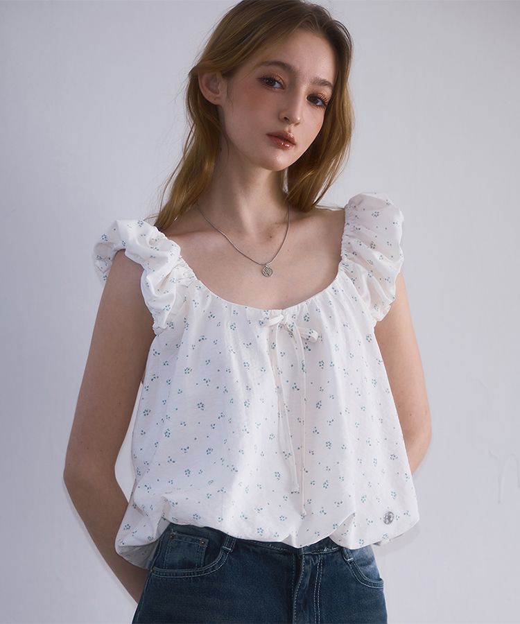 MUSINSA公式 | ROSÉ FRANTZ Pumpkin Flower Blouse [Ivory]