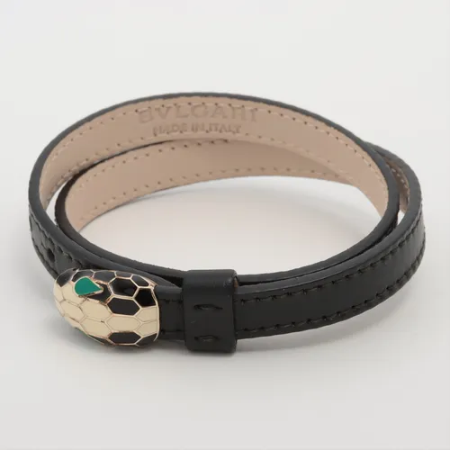 ブルガリ セルペンティ レザー ブレスレット ブラック ABランクの