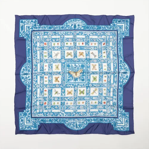 HERMES カレ90 夏の宝石 joyaux de LETE 蝶 ブルー エルメス カレ90