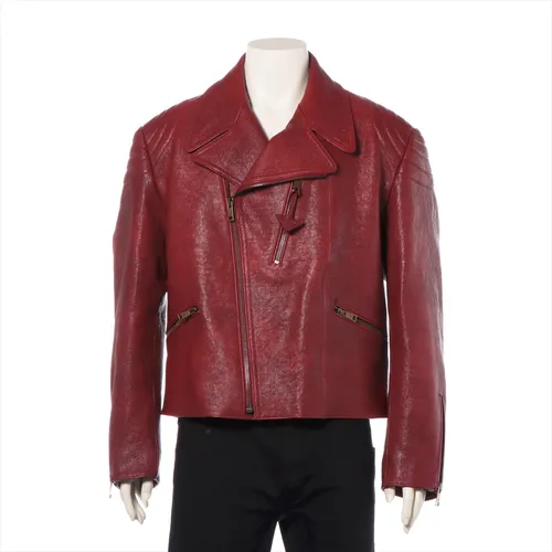 プラダ レザー ライダースジャケット 21年 50 レッド SAランクの買取