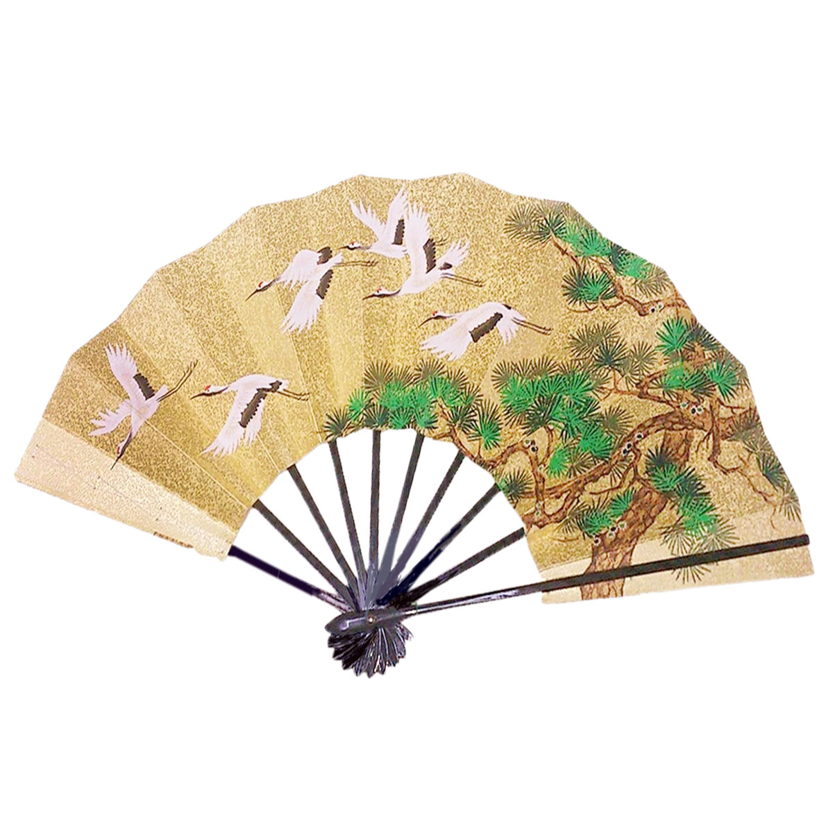 日本舞踊 扇子 金色 松 鶴 日本舞踊用扇子 金色 松 鶴