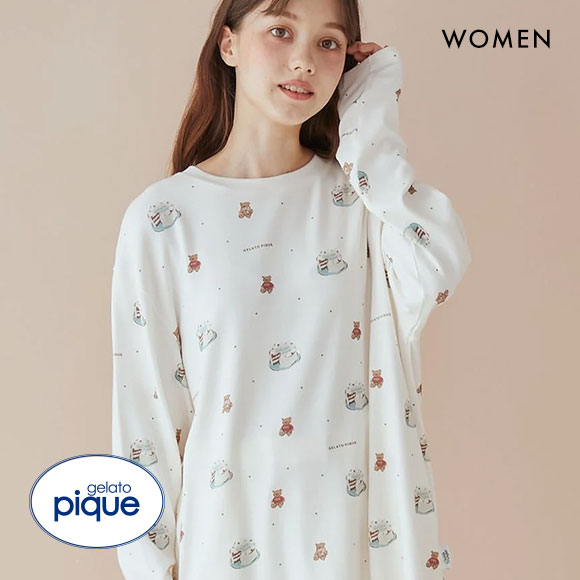 楽天市場】ジェラートピケ レディース HOLIDAY ベアケーキ柄 プル