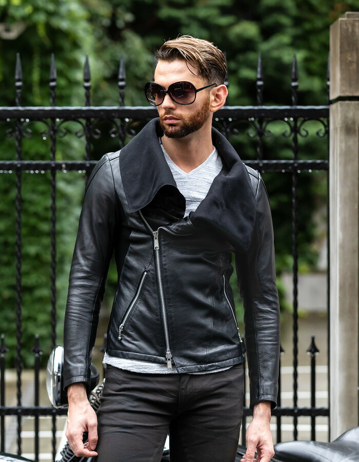 AVIATOR(アビエーター)ゴートレザー ドレープ ライダースジャケット