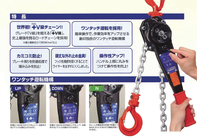 1474 象印レバー レバーホイスト 0.8t YⅡ-80 象印 チェンブロック