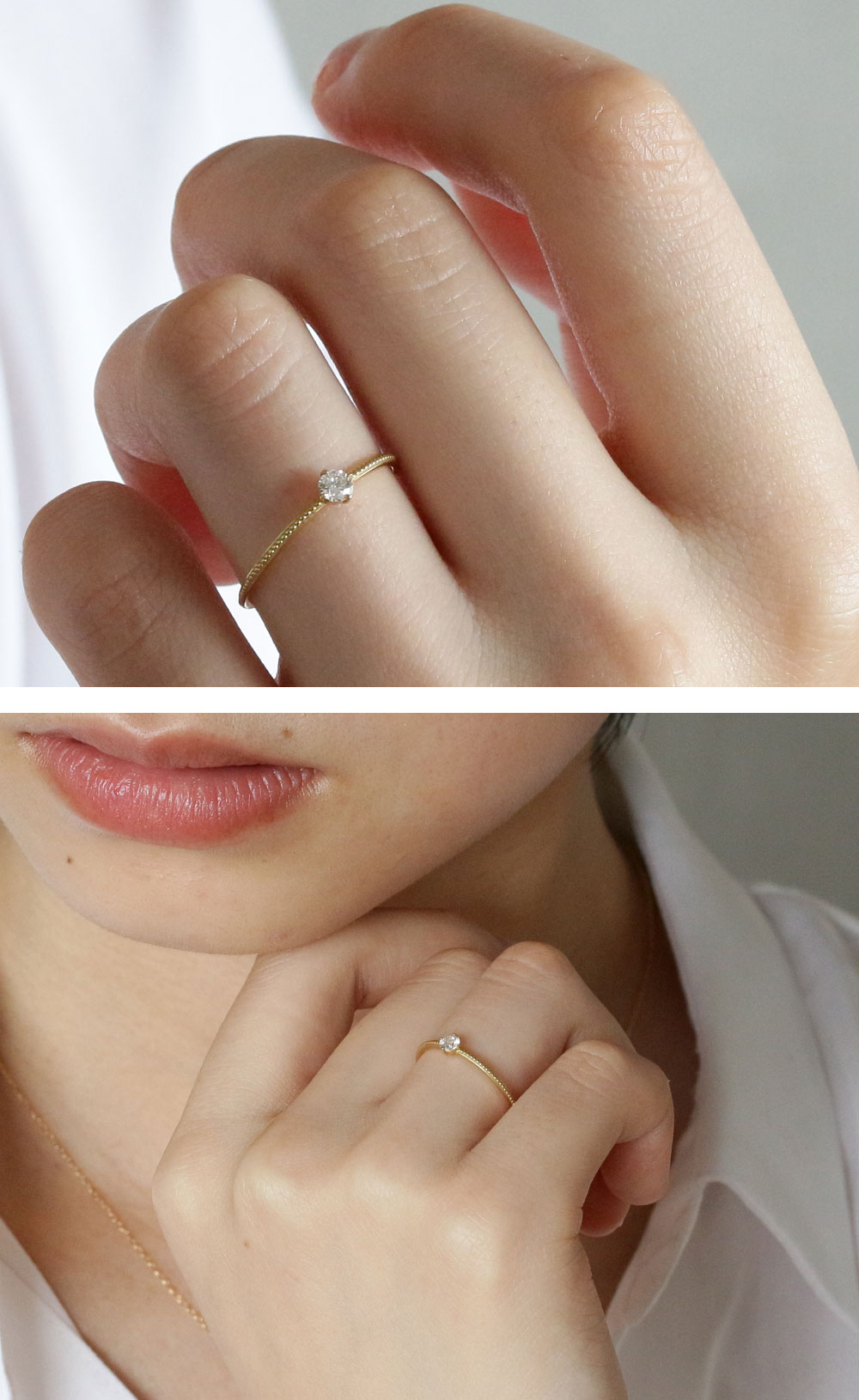 楽天市場】K18 K10 天然ダイヤモンド 0.1ct 四本爪 一粒 リング 1号