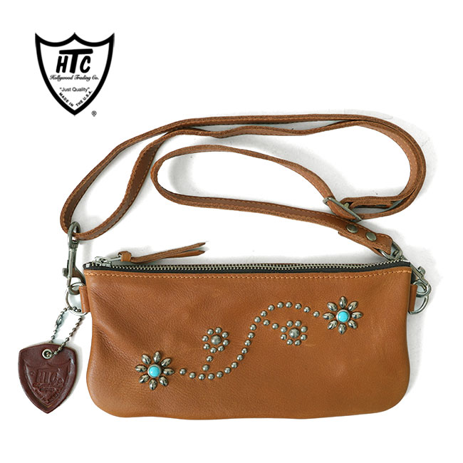 HTC エイチティーシー スタッズ ラウンドファスナー レザー長財布 24