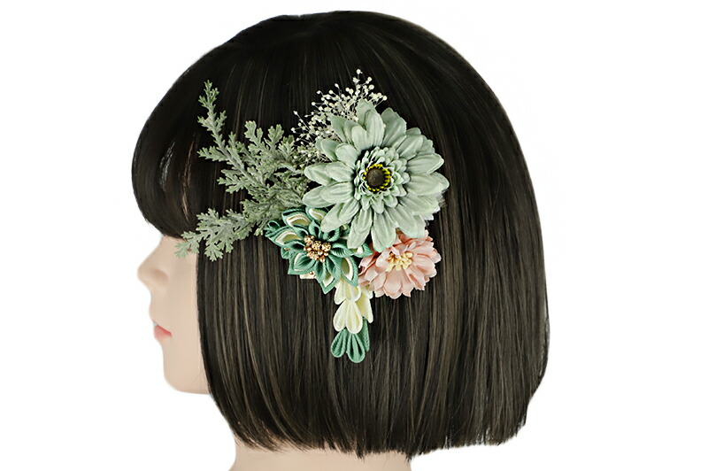 楽天市場】髪飾り 成人式 振袖 和装 2点セット 緑 エメラルドグリーン