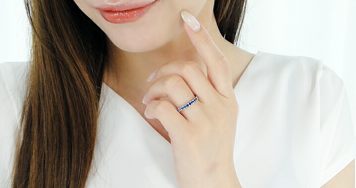 楽天市場】K18YG/PG/WG カラーサファイア フチあり ハーフエタニティ