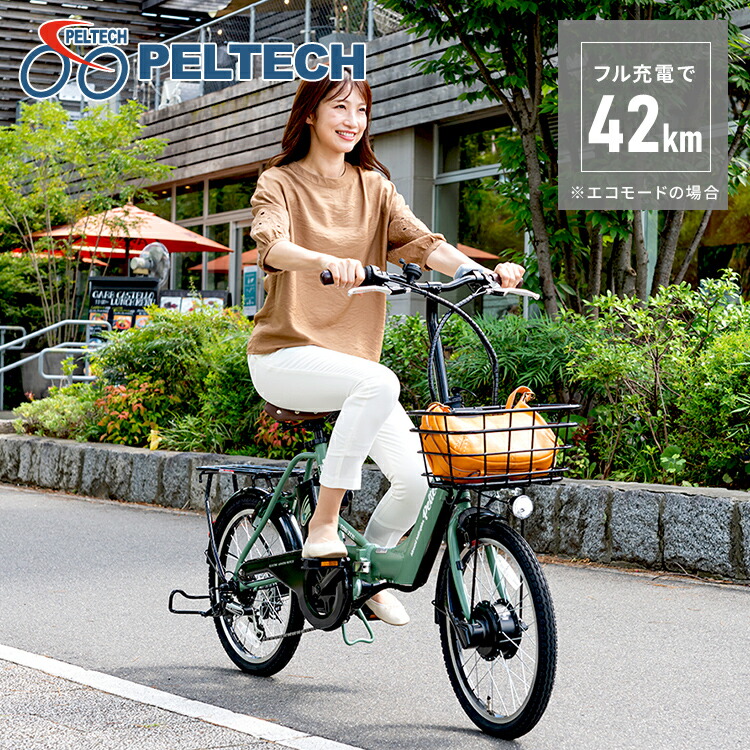 PELTECH 折り畳み電動アシスト自転車 20インチ折り畳み外装6段変速 TDN