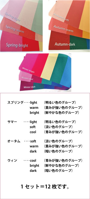 楽天市場】パーソナルカラー 診断用 簡易ドレープ 12分類 布 春夏秋冬
