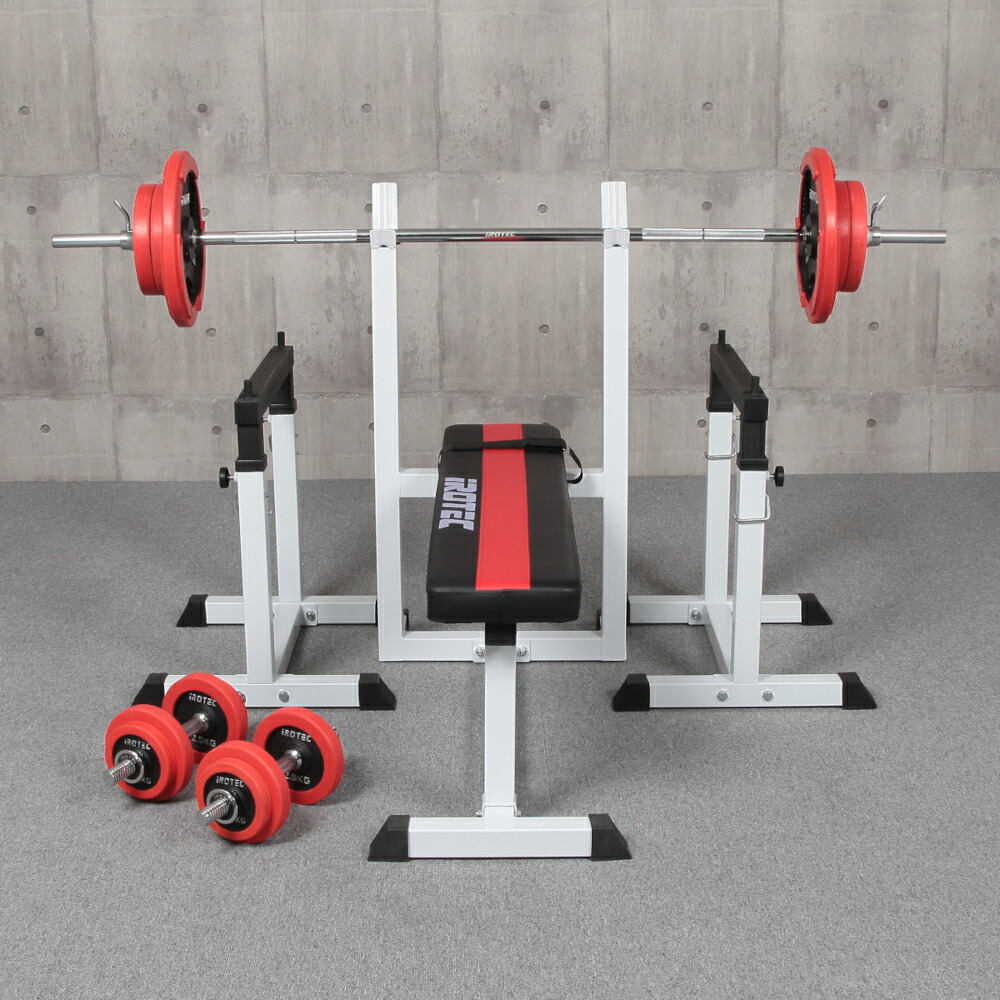 ストレングスセットR70K プレスベンチ + ラバーバーベルダンベル70kg