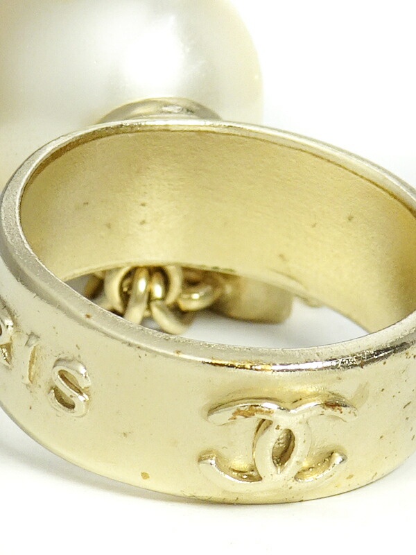 CHANEL】【08P】【ハート】シャネル『2008年 フェイクパール リング