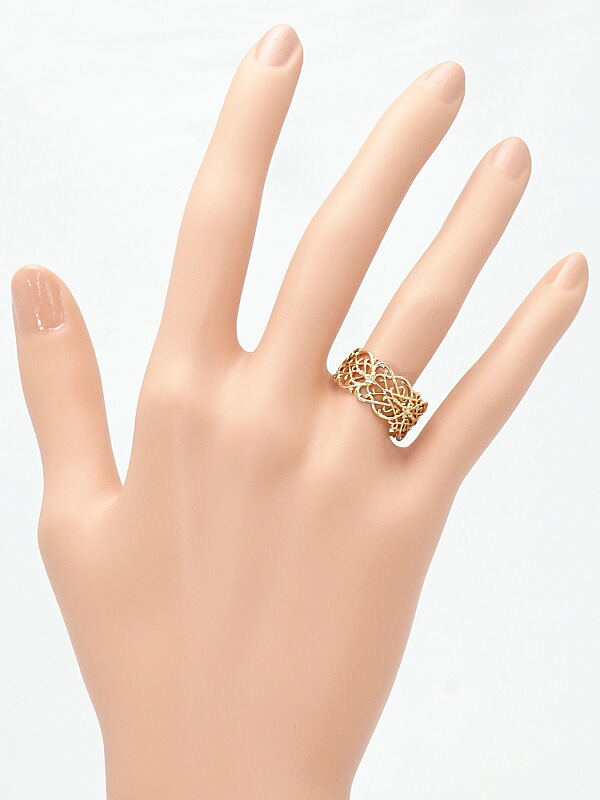 agete】アガット『K10YG 透かし リング』13号 1週間保証【中古