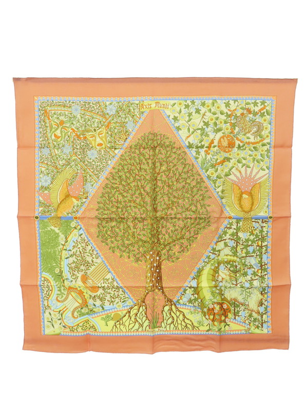 HERMES】【AXIS MUNDI】【フランス製】エルメス『カレ90 世界の中心軸