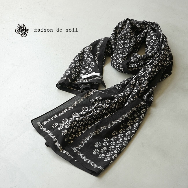 NMDS21306]maison de soil(メゾンドソイル)FLOWER BLOCK PRINT STOLE