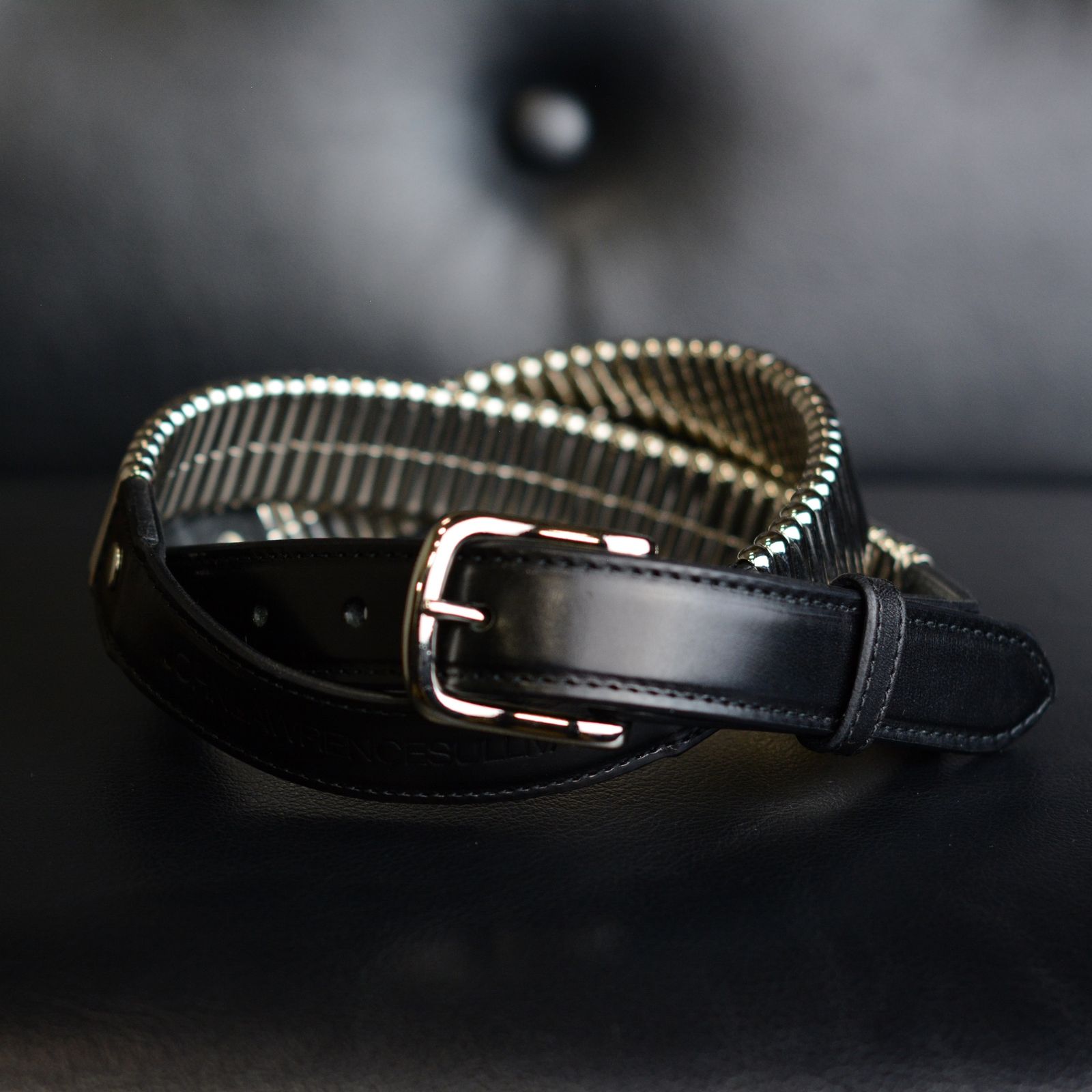 LEATHER PIN BUCKLE BELT WITH D-RING