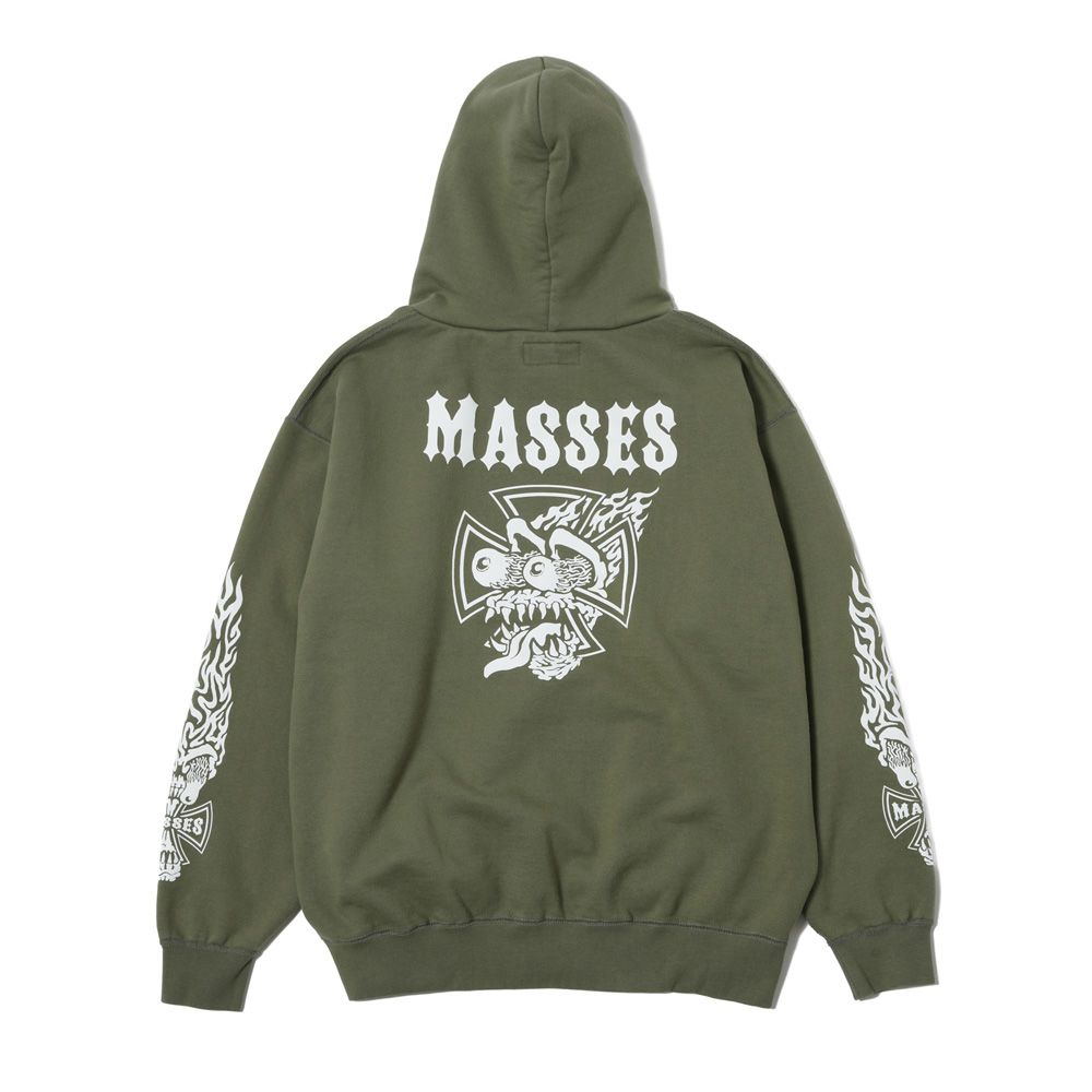 MASSES - SWEAT HOODED IRONBITE - Olive / プルオーバー フーディー