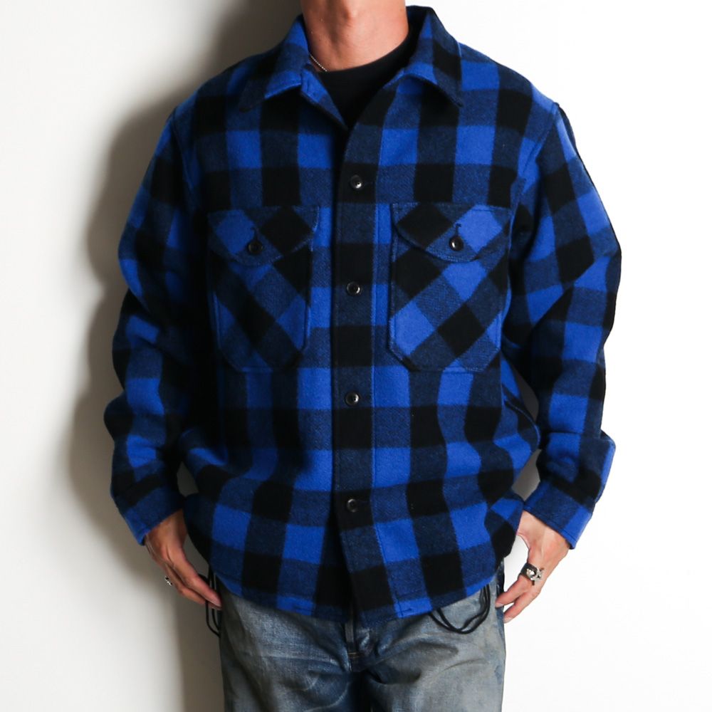 MASSES - × PORKCHOP / WOOL JACKET P - Blue × Black / バッファロー