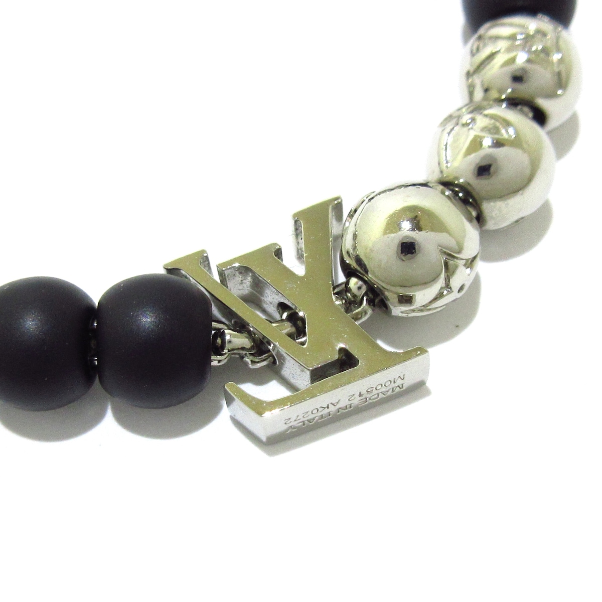 ルイヴィトン/ブレスレット/ブラスレ・モノグラム ビーズ/シルバー×黒