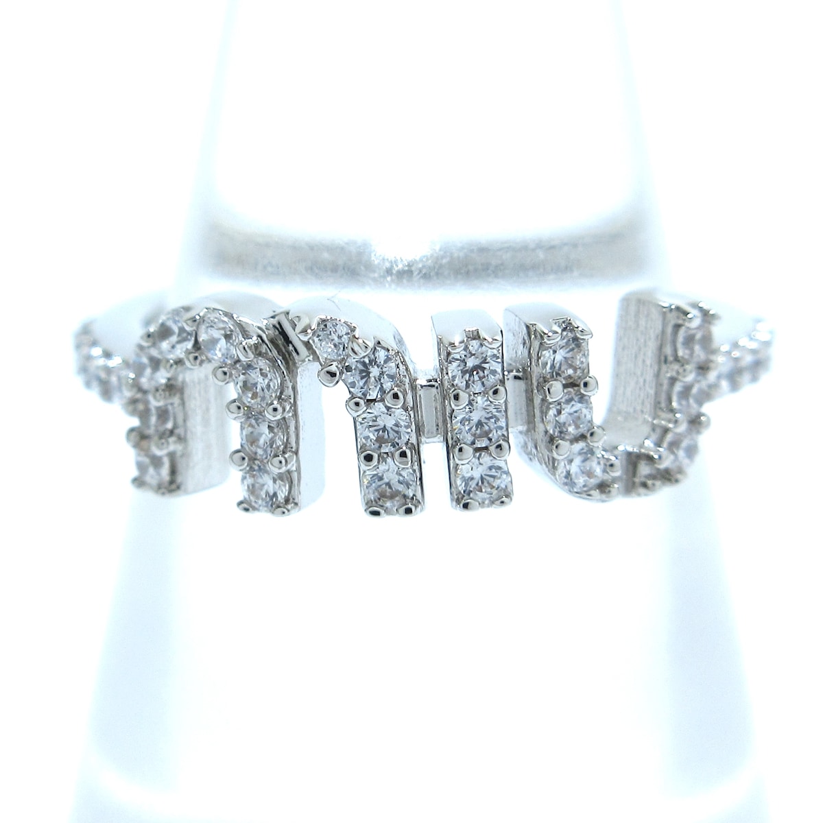 ミュウミュウ/リング/クリスタルリング/シルバー×クリア/ロゴ/型番