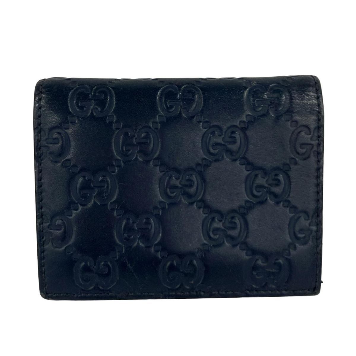 GUCCI(グッチ) 2つ折り財布 グッチシマ 410120 ネイビー GG レザー