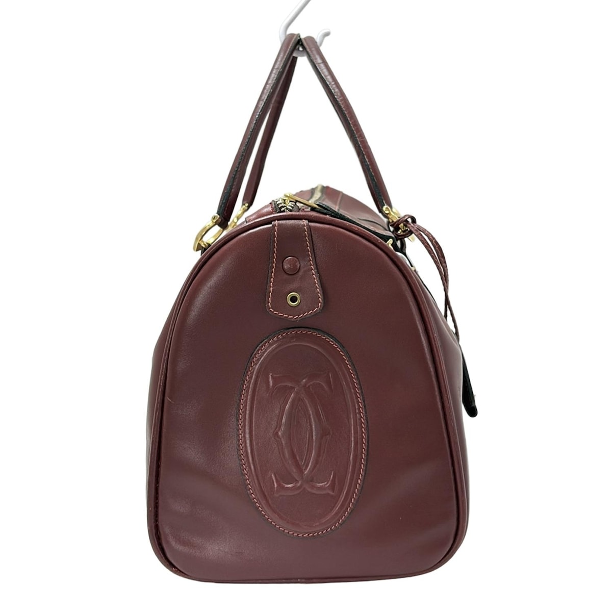 カルティエ/ボストンバッグ/マストライン/ボルドー×ゴールド/レザー