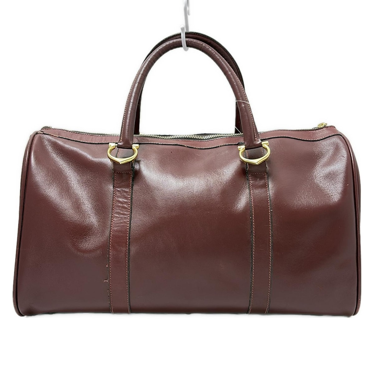 カルティエ/ボストンバッグ/マストライン/ボルドー×ゴールド/レザー