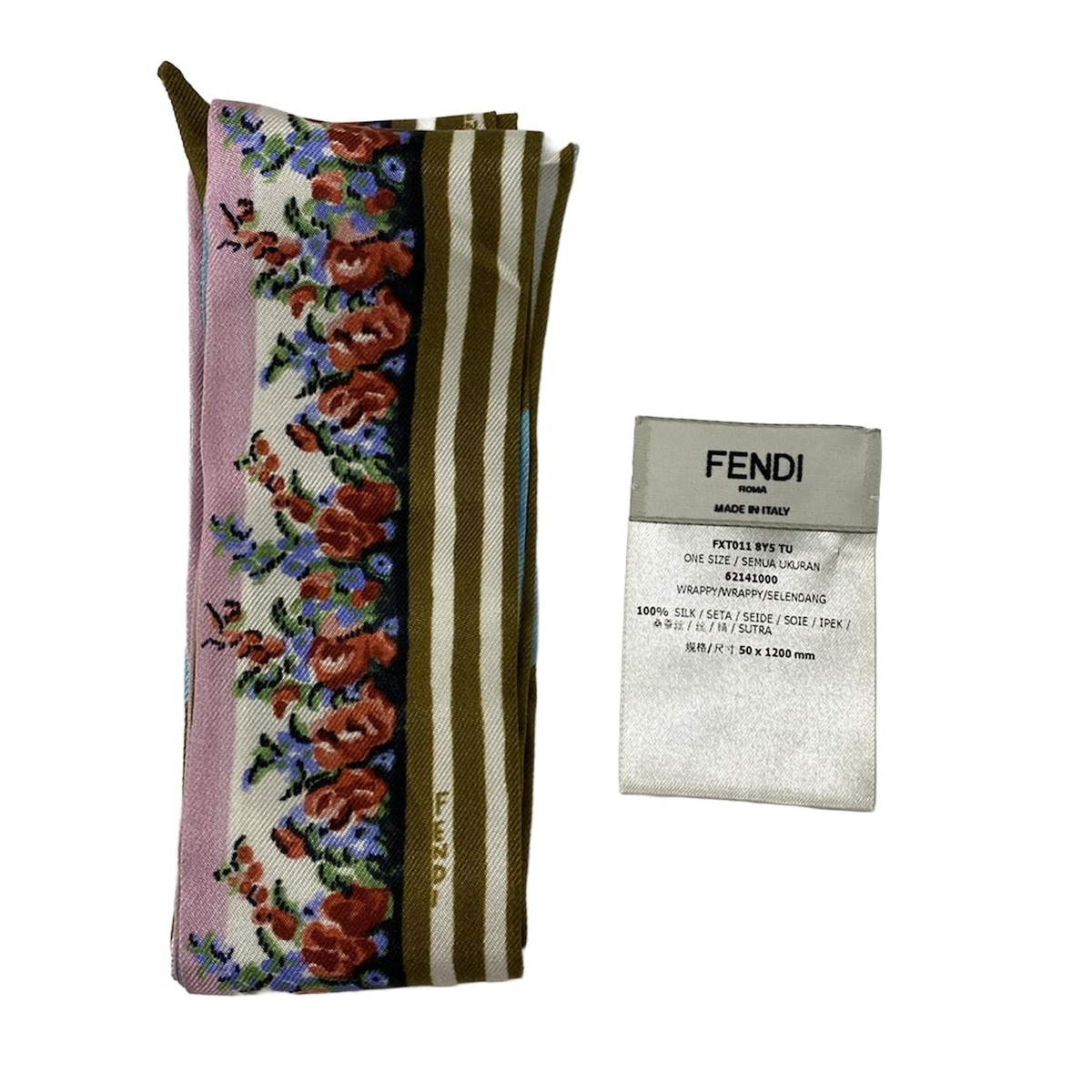 FENDI(フェンディ) スカーフ - ライトブルー×ピンク×マルチ シルク