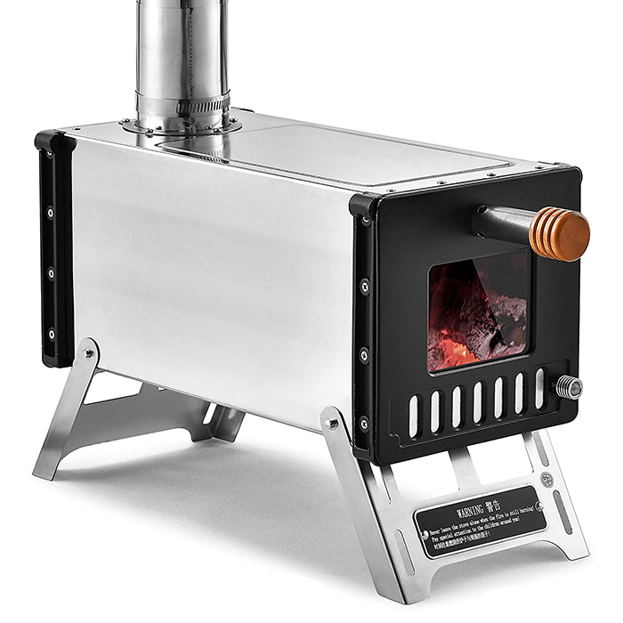 キャンプ用薪ストーブ グリル・煙突付き ステンレス